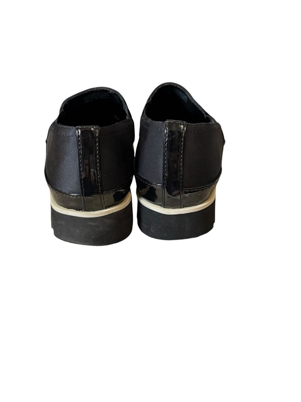 Donald Pliner Conner Black Stretch Fabric Patent Platform Loafers 6.5M - Picture 7 of 9